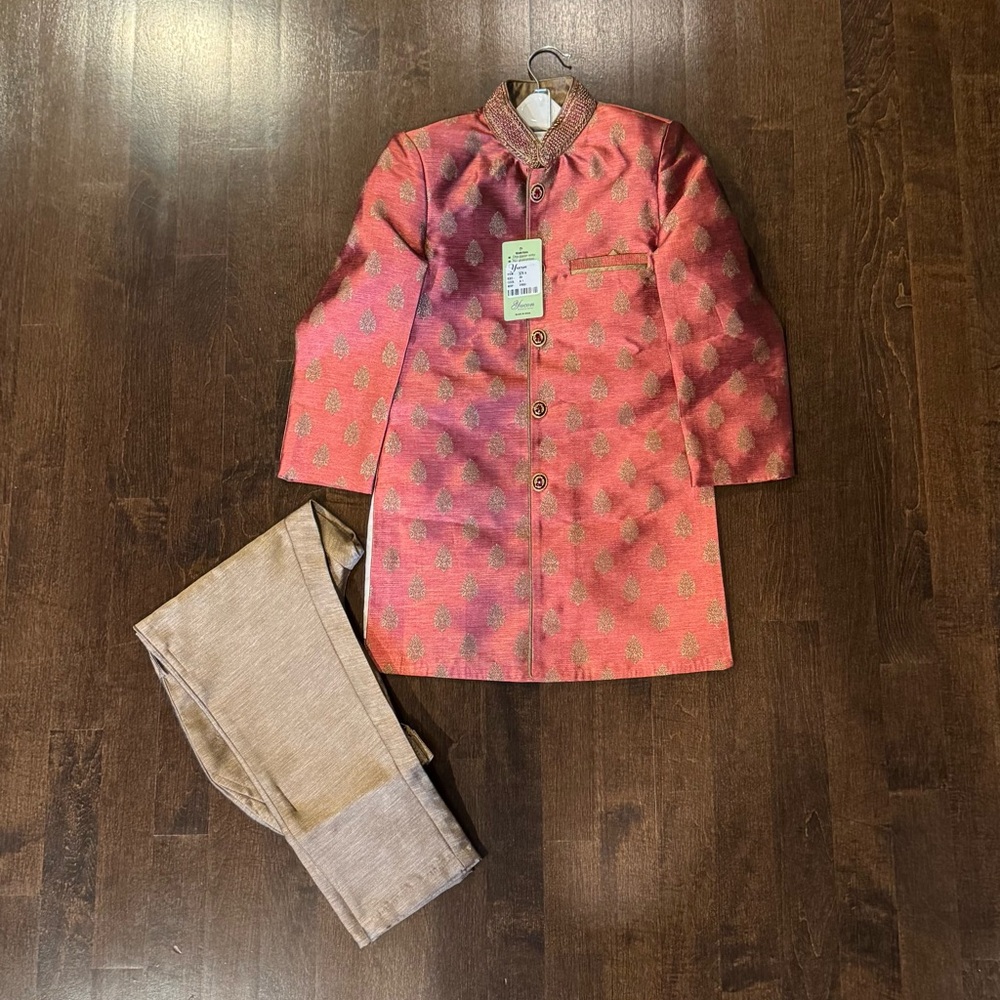 Traditional Pink and Tan Kurta Set